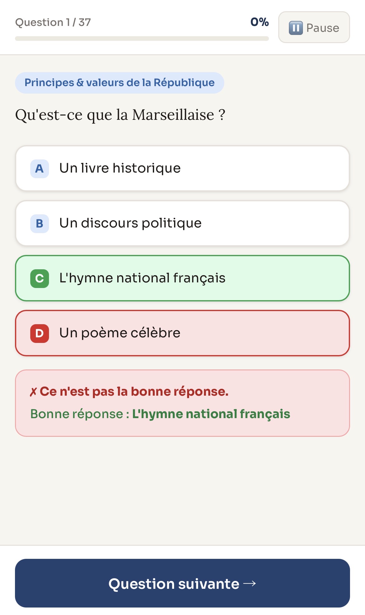 Correction immédiate
